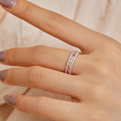[AuraEcho]Delicate Colorful Round Cut Daily Ring