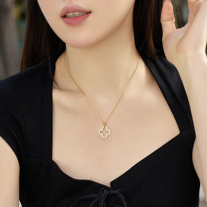 [AuraEcho]Four-Leaf Clover Hollow Design Exquisite Necklace