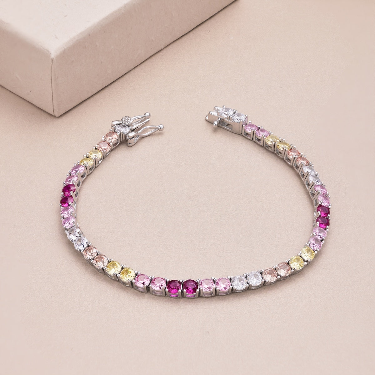 [AuraEcho]Radiant Colorful Round Cut Tennis Bracelet
