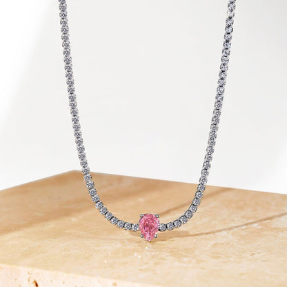 [AuraEcho]1.0 carat Unique Pear Cut Tennis Necklace
