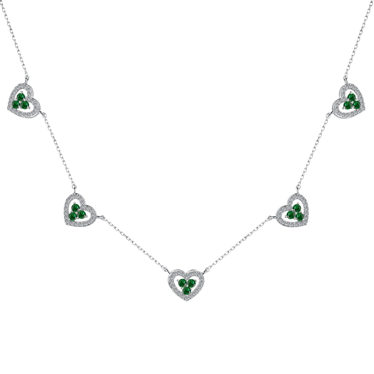 [AuraEcho]Sparkling Five Heart Necklace
