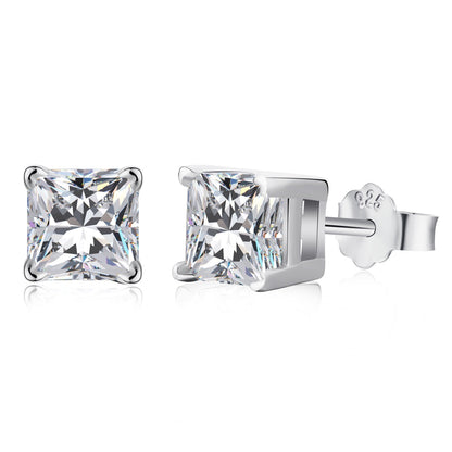 [AuraEcho]1.0 Carat Radiant Princess Cut Wedding Earrings
