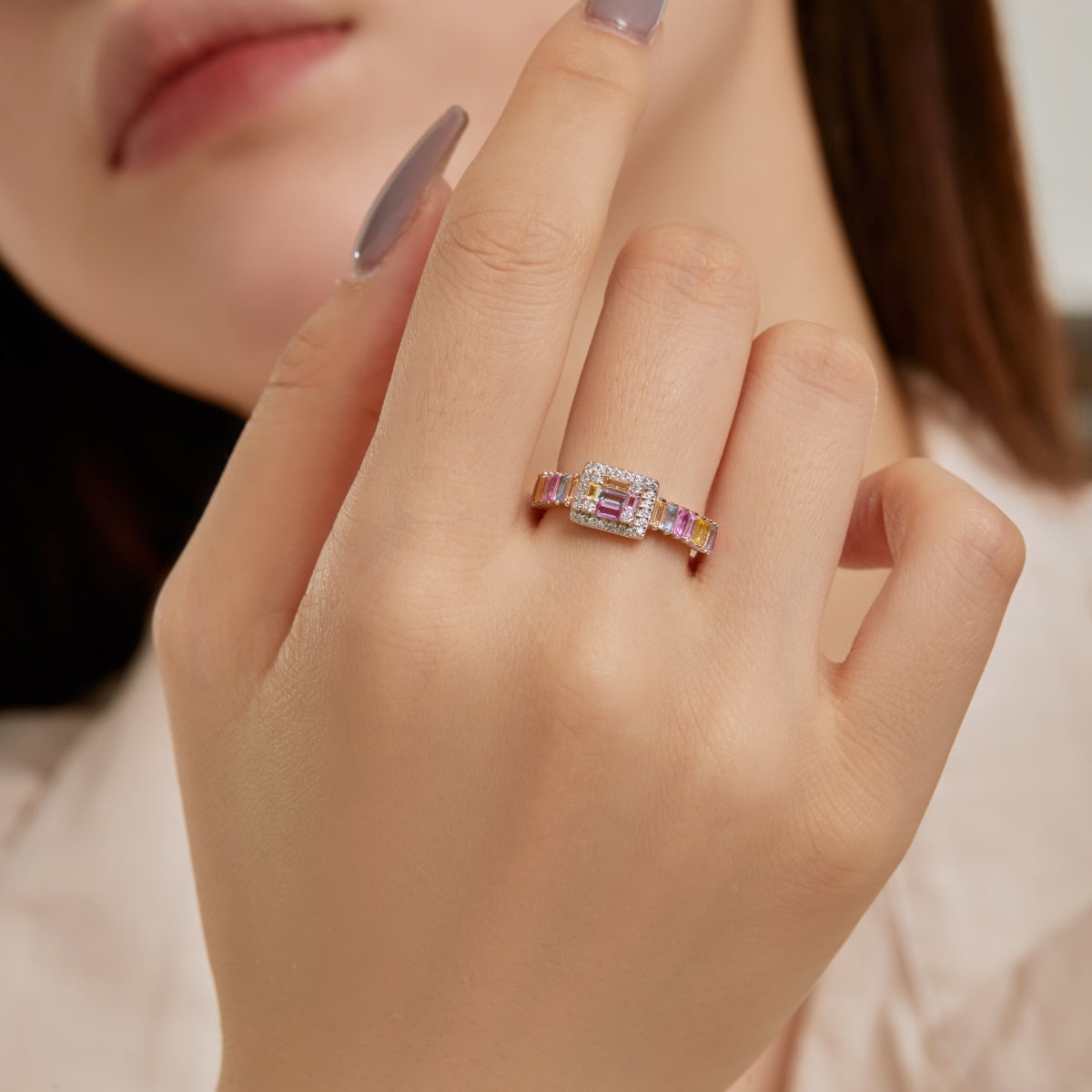 [AuraEcho]Exquisite Colorful Radiant Cut Party Ring