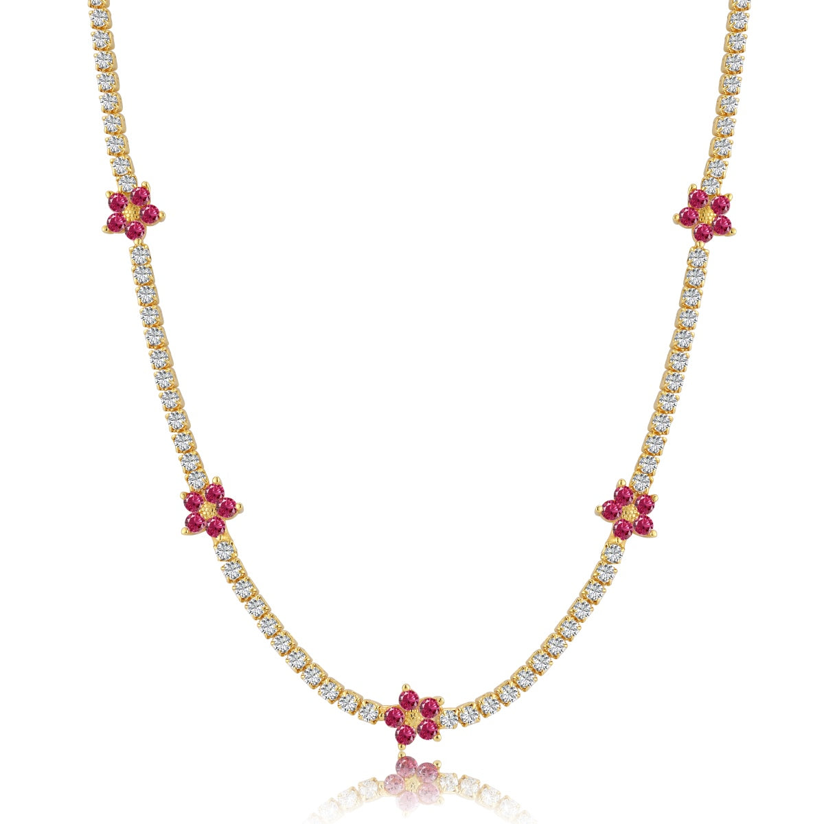 [AuraEcho]Luxurious Colorful Flower Tennis Necklace