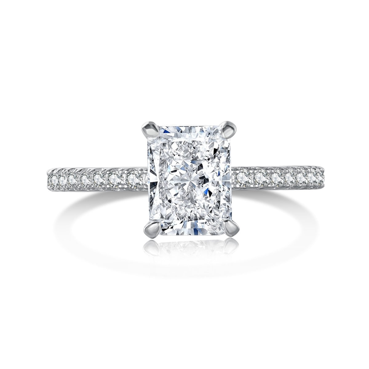 [AuraEcho]2.0 Carat Dazzling Sparkling Radiant Cut Party Ring