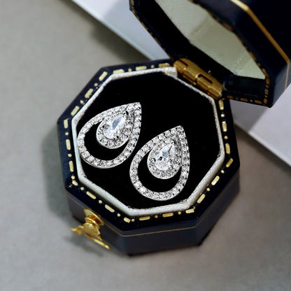 [AuraEcho]Sparkling Delicate Water Drop Shape Daily Earrings