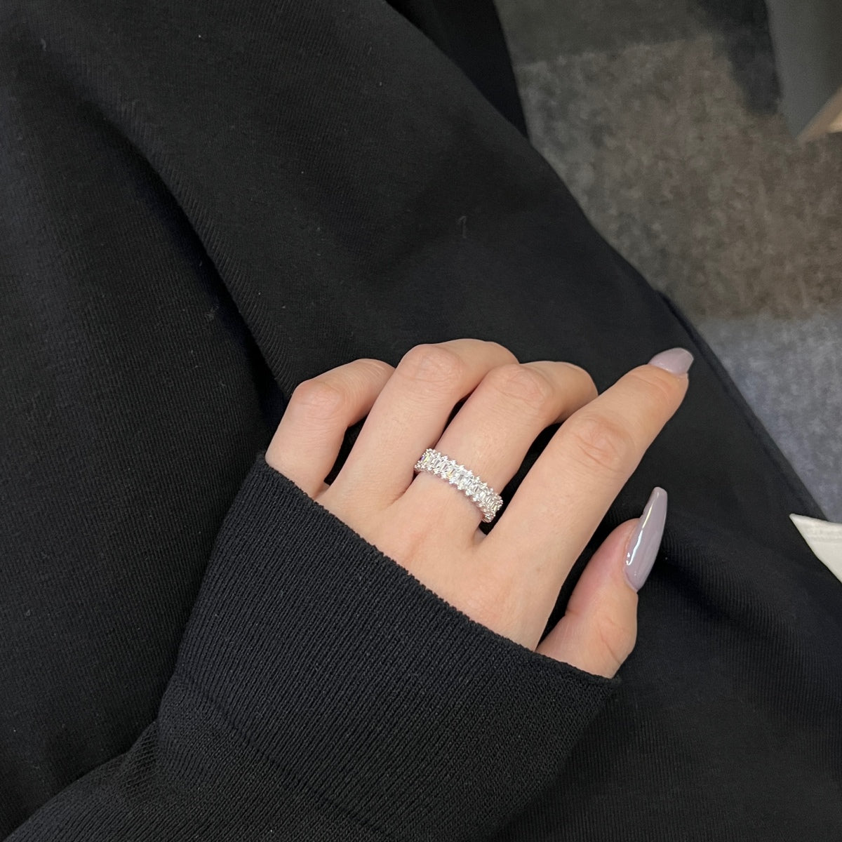 [AuraEcho]Splashy Ornate Emerald Cut Cocktail Ring