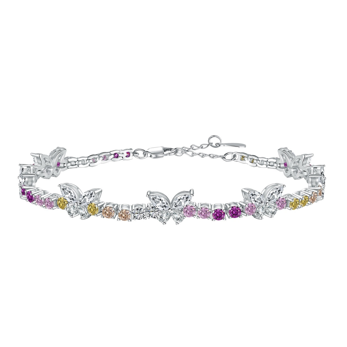 [AuraEcho]Ornate Colorful Butterfly Shape Round Cut Daily Bracelet