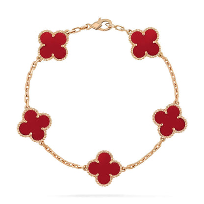 [AuraEcho]CLOVER 5 MOTIFS RED AGATE  BRACELET