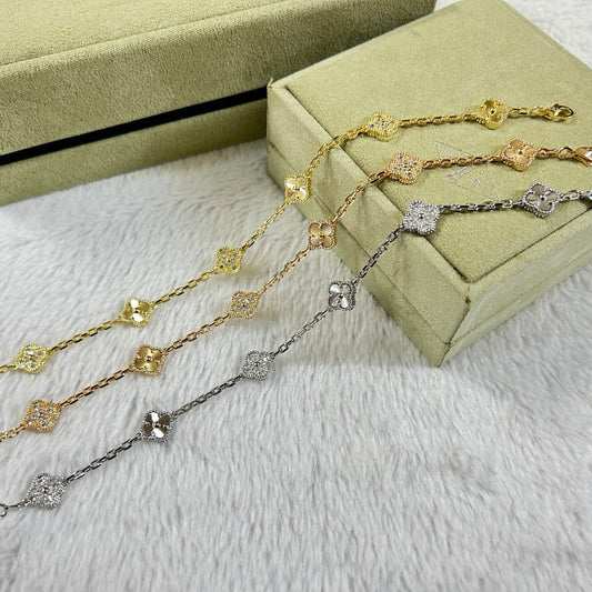 [AuraEcho]CLOVER 6 MOTIF DIAMOND LASER BRACELET