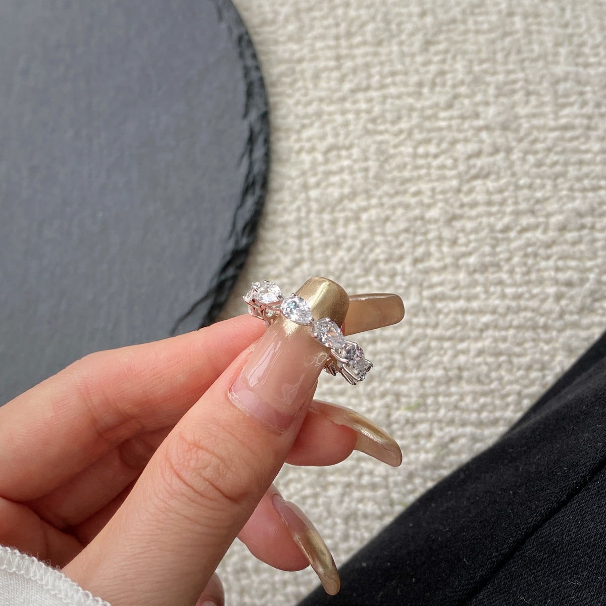 [AuraEcho]Exquisite Pear Cut Tennis Ring